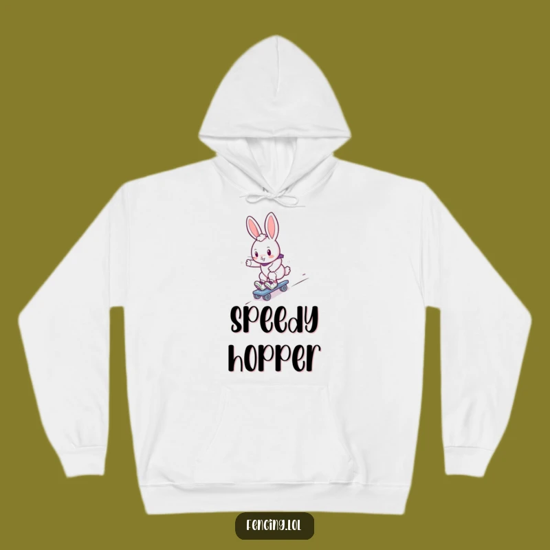 Funny Bunny Roller Skater Hoodie: Cozy Gliding Rabbit Sweatshirt