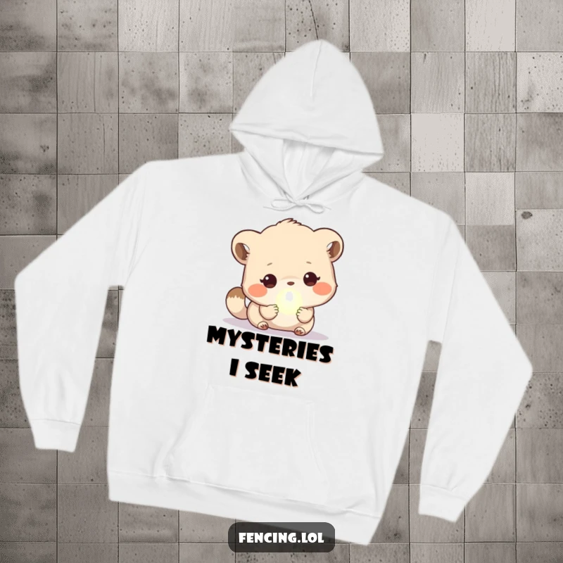 Funny Hoodie: A cute animal focused on a tiny, glowing orb, offering a blend of cozy warmth and humorous, magical vibes.