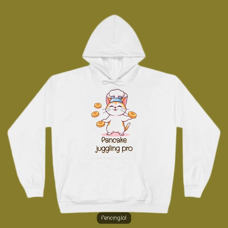 Funny Chef Cat Pancake Hoodie, Cozy Kitchen Sweatshirt, Foodie Gift