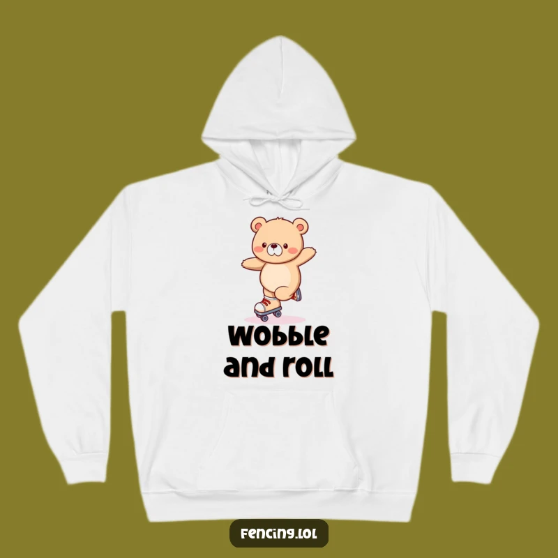 Funny Wobbly Bear Roller Skating Hoodie - Cozy Fail Sweatshirt Gift