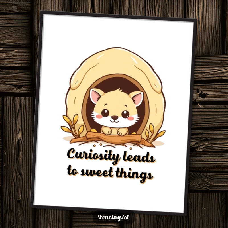 Funny Free Printable Wall Art: Curious animal peeking into a beehive entrance, adding charm to any room.