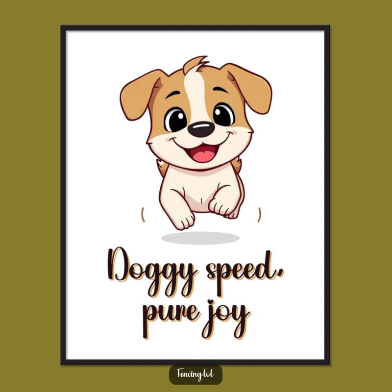 Free Printable Wall Art: Happy Dog Speeding - Hilarious Downloadable Decor Gift