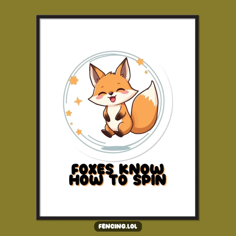 Funny Free Printable Wall Art: Delighted Fox Spinning Joyous Downloadable Decor