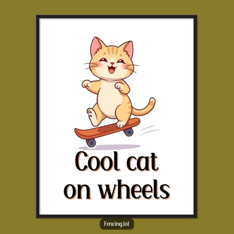 Free Printable Playful Cat Single Skate Wall Art - Chic DIY Downloadable Decor