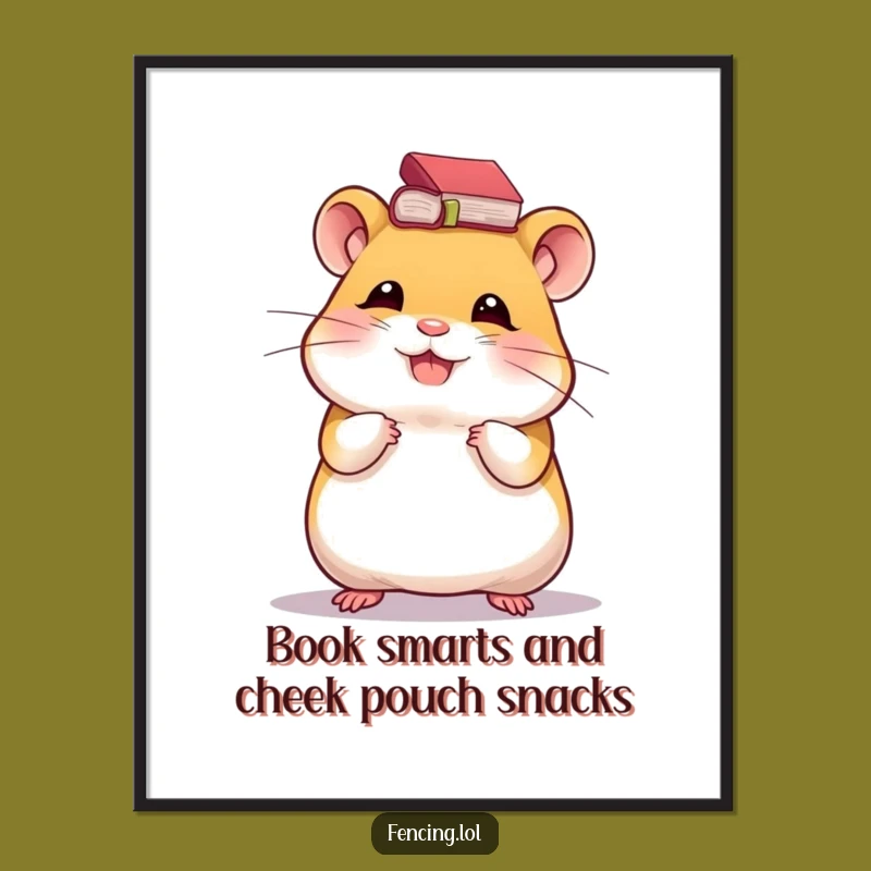 Free Printable Wall Art: Amusing Hamster Book Balance, Humorous Downloadable Decor Gift