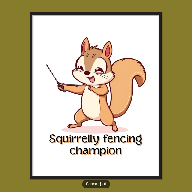 Free Printable Wall Art: Funny Squirrel Fencer, Downloadable & Print at Home Whimsical Decor Gift