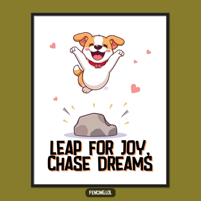 Funny Free Printable Wall Art: Dog's Vaulting Excitement, Quirky Downloadable Decor