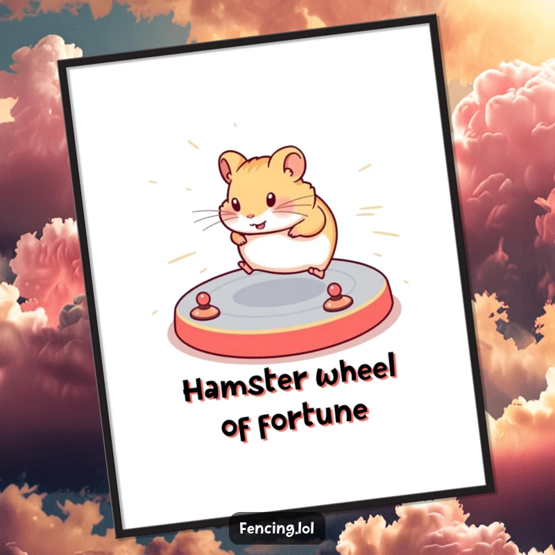Funny Free Printable Wall Art: A determined hamster navigates a complex floor routine with speed, humorous downloadable art for dynamic spaces.