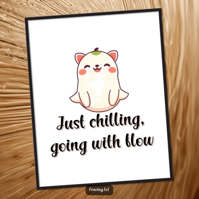 Funny Free Printable Wall Art: A joyful animal smiling peacefully as it floats gently downwards, creating serene decor.