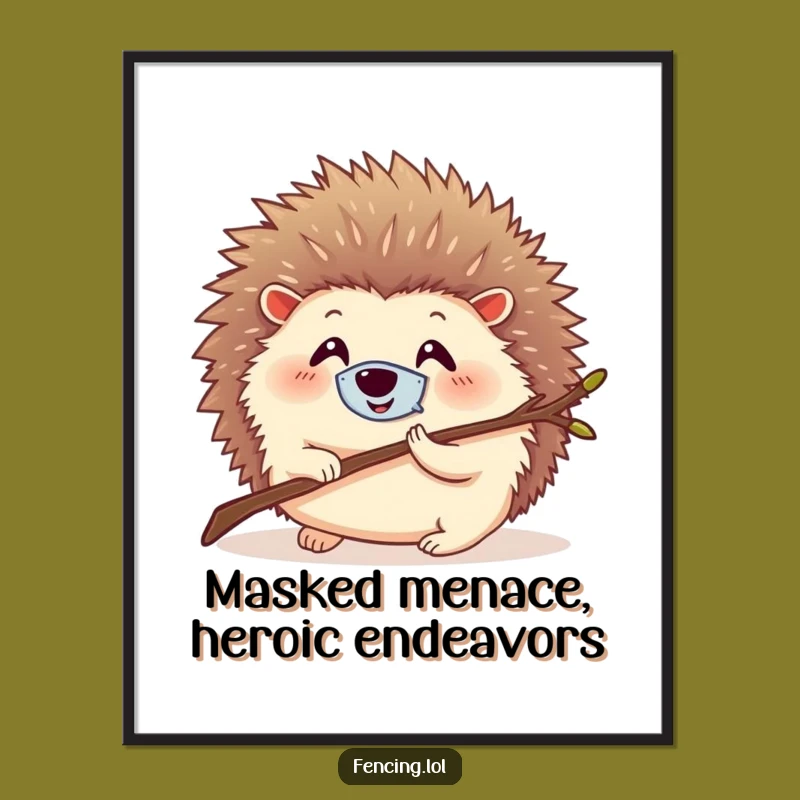 Funny Free Printable Wall Art: Masked Hedgehog Lunge, Whimsical Downloadable Art for Quirky Decor