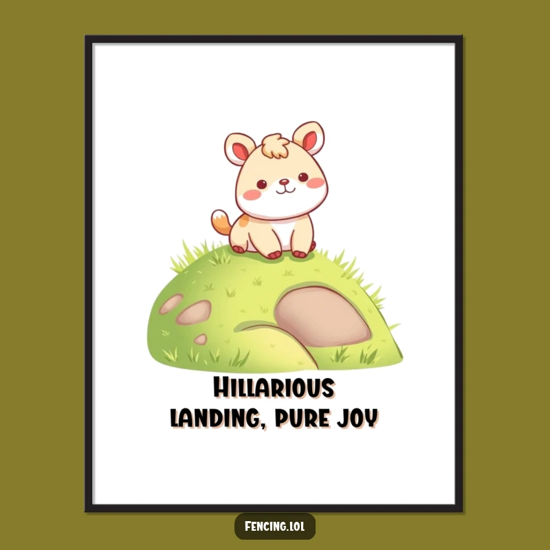 Funny Free Printable Wall Art: Cheerful Animal's Soft Landing - Downloadable Home Decor
