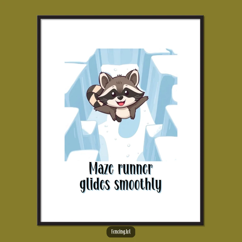 Funny Free Printable Raccoon Ice Maze Wall Art: Downloadable Home Decor Gift