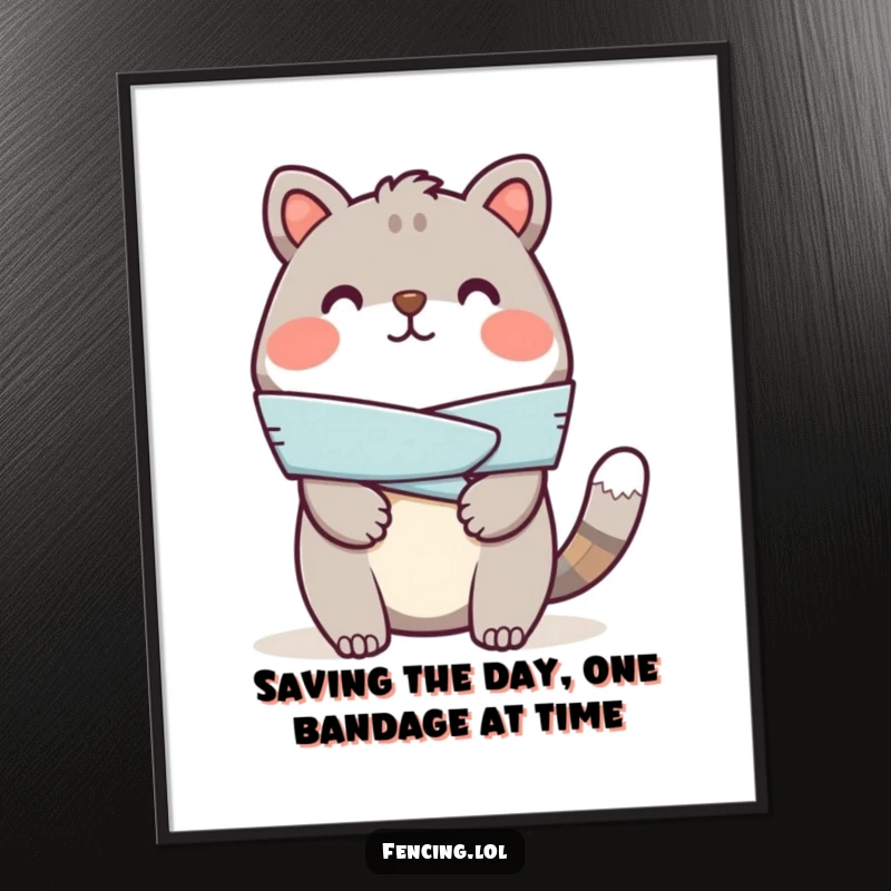 Funny Free Printable Wall Art: A joyful animal humorously tending to a fake, minor wound.