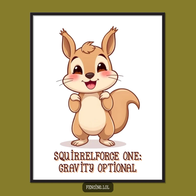 Funny Free Printable Wall Art: Wobbly Squirrel Handstand Downloadable Decor