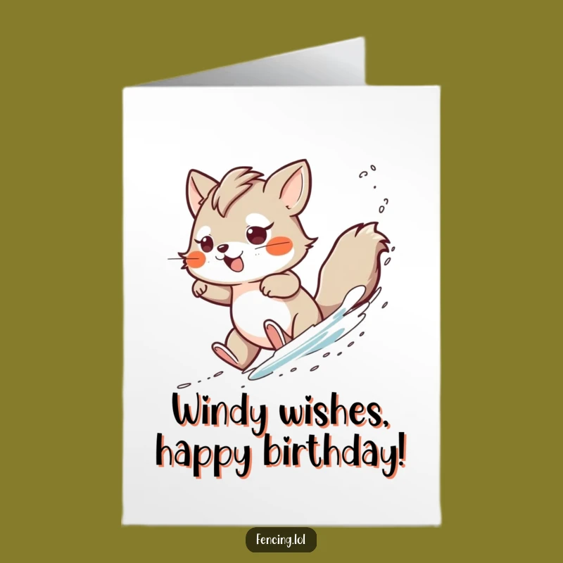 Free Printable Birthday Card: Determined Animal's Windy Maneuver - Funny Downloadable Gift