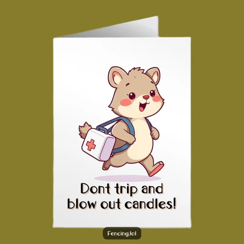 Free Printable Birthday Card: Wobbly Animal, Medical Bag Mishap, Funny Downloadable Gift