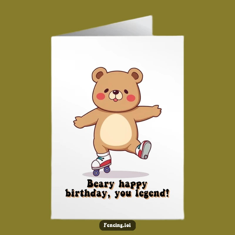 Free Printable Funny Bear Roller Skate Split Birthday Card - Hilarious DIY Downloadable Gift