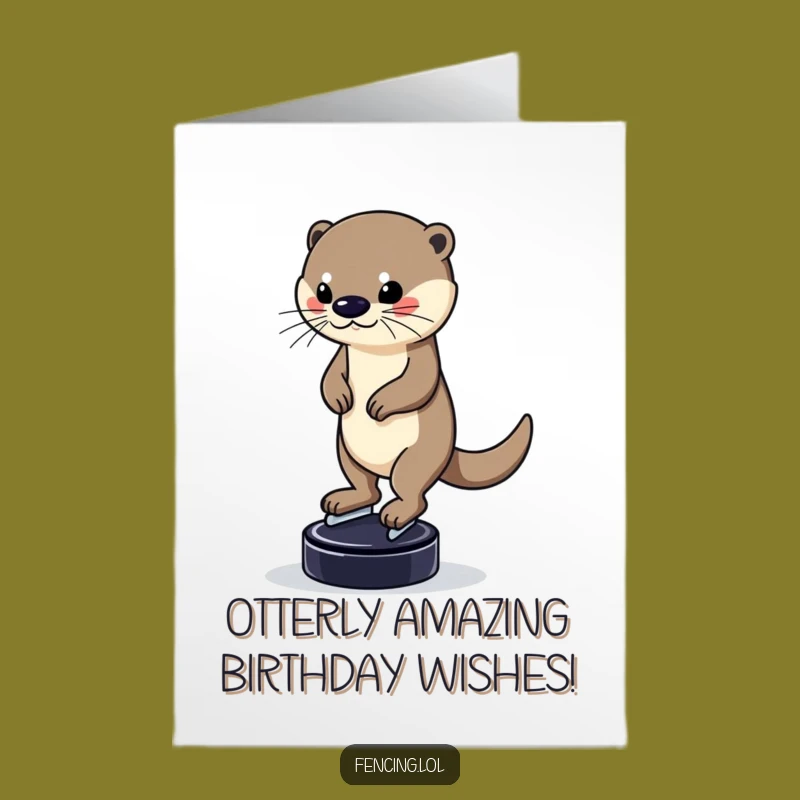 Free Printable Otter Birthday Card: Pucks & Presents, Downloadable Fun Greeting