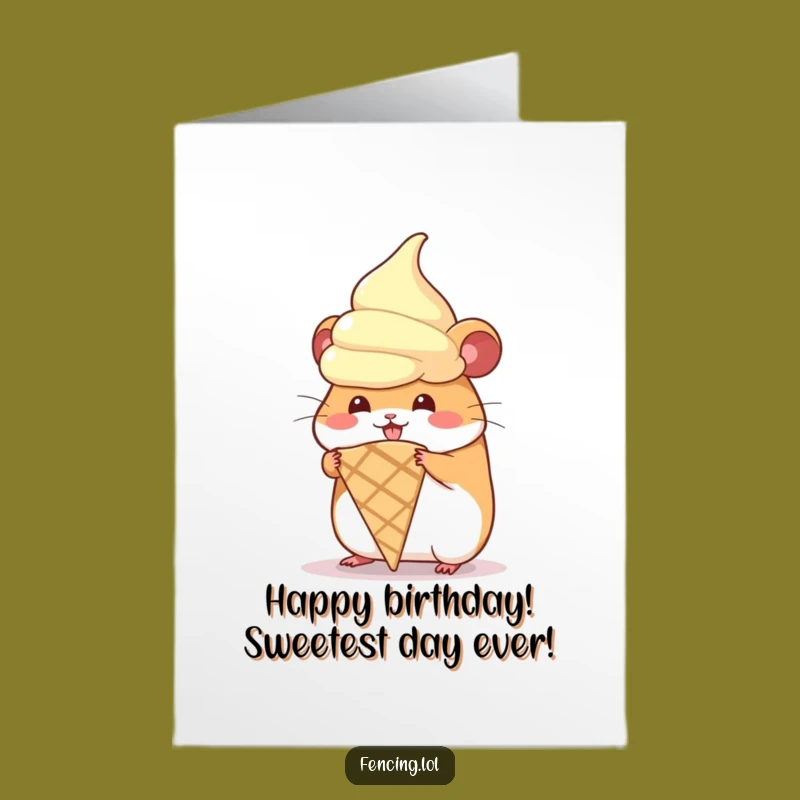 Free Printable Hamster Ice Cream Birthday Card: Sweet Treat Downloadable