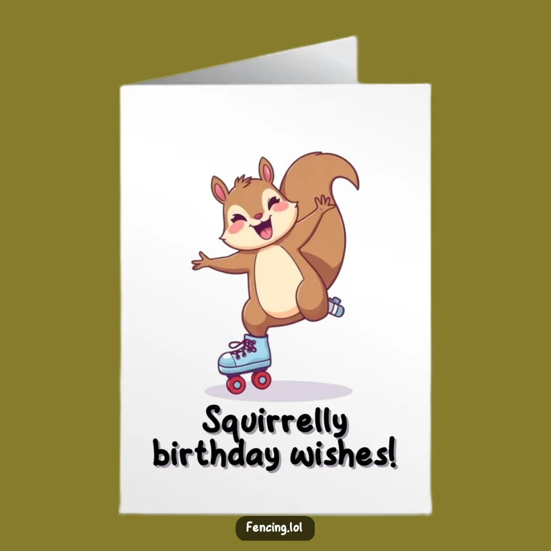 Free Printable Birthday Card: Joyful Squirrel Cartwheel - Funniest Downloadable Gift