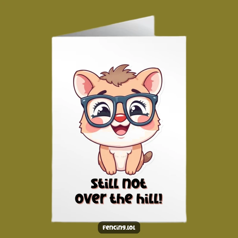 Free Printable Birthday Card: Giggling Animal in Glasses, Funny Downloadable Gift