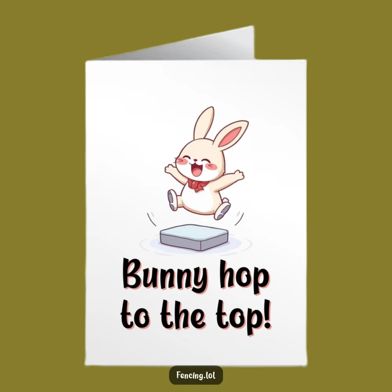 Free Printable Bunny Congrats Card: A Triple Jump Win, Downloadable Joyful Greeting