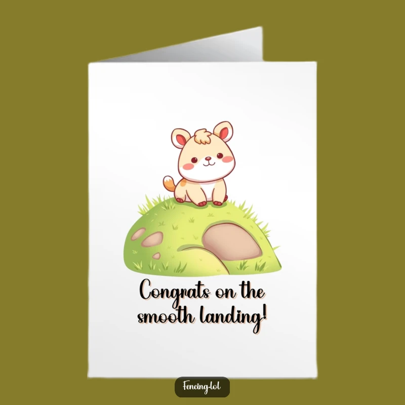 Free Printable Congrats Card: Cheerful Animal's Soft Landing - Funny Downloadable Gift