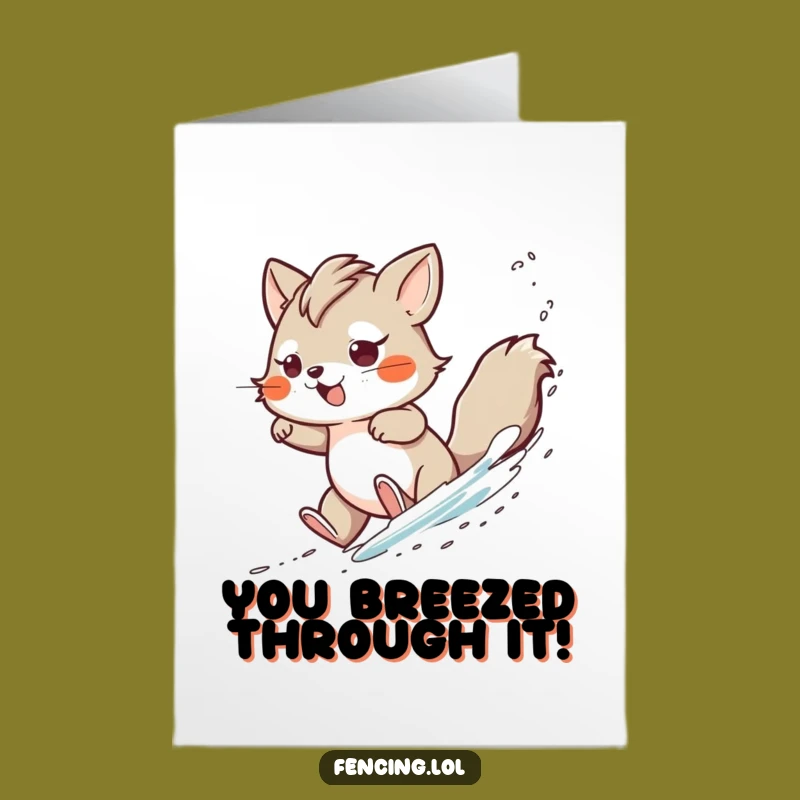 Free Printable Congrats Card: Determined Animal's Windy Maneuver - Funny Downloadable Gift
