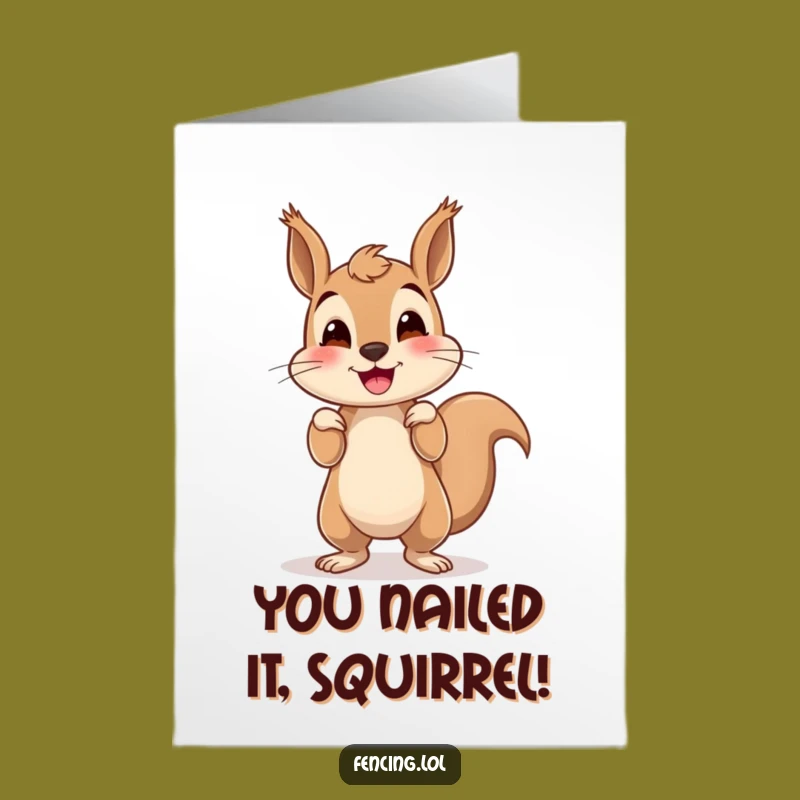Free Printable Congrats Card: Wobbly Squirrel Handstand Success Downloadable Gift