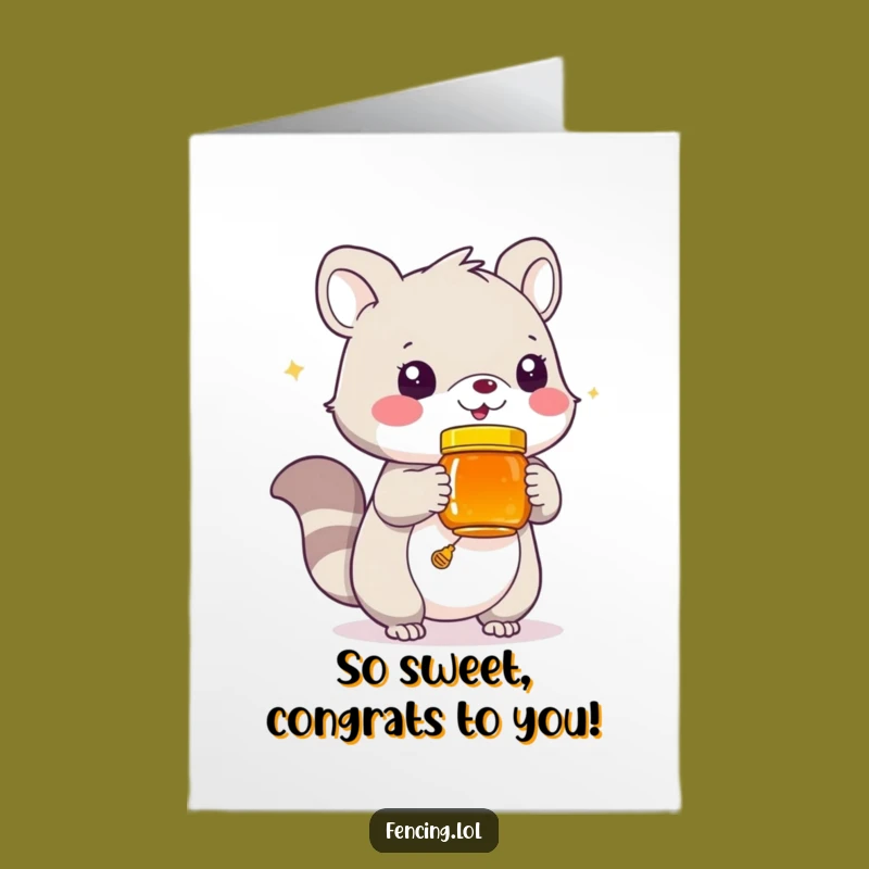 Free Printable Congrats Card: Funny Animal & Honey, Downloadable Celebration Gift