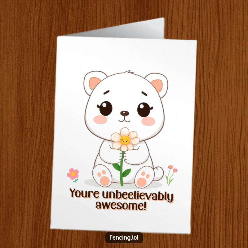 Funny Free Printable Congratulations Card: A cute animal offers a flower to a bee, symbolizing sweet success and congratulations. Downloadable.