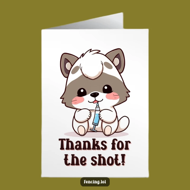 Free Printable Thank You Card: Animal with Syringe, Funny Health-Themed Gift