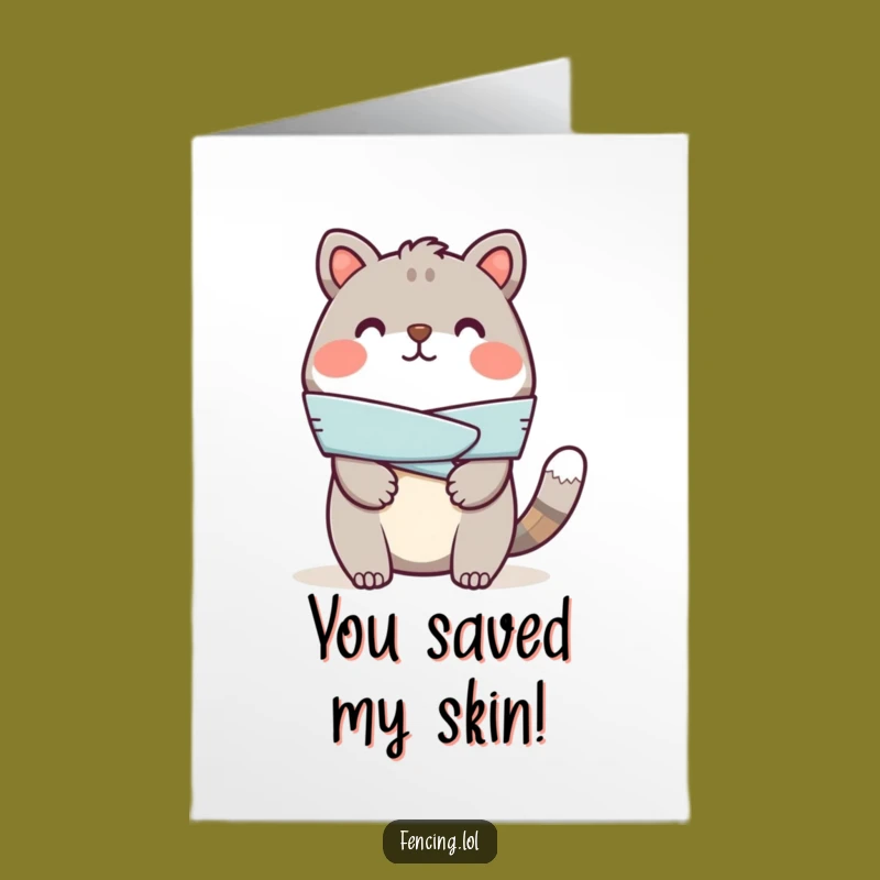 Free Printable Thank You Card: Cheerful Animal Bandaging Injury, Funny Downloadable Gift