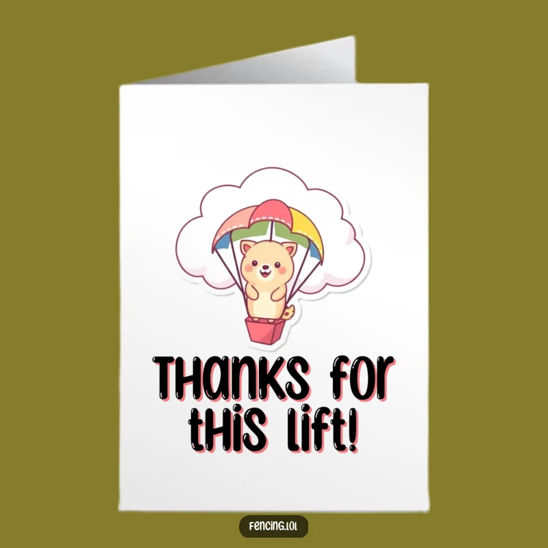 Free Printable Thank You Card: Happy Animal Parachute Cloud Downloadable Gratitude