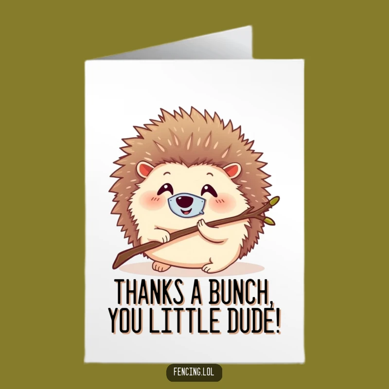 Free Printable Thank You Card: Hedgehog Masked Lunge, Whimsical Downloadable Appreciation for Their Kindness