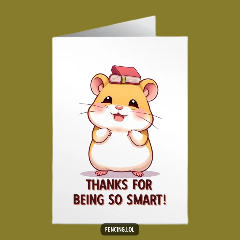 Free Printable Thank You Card: Wise Hamster Book, Heartfelt Downloadable Gift
