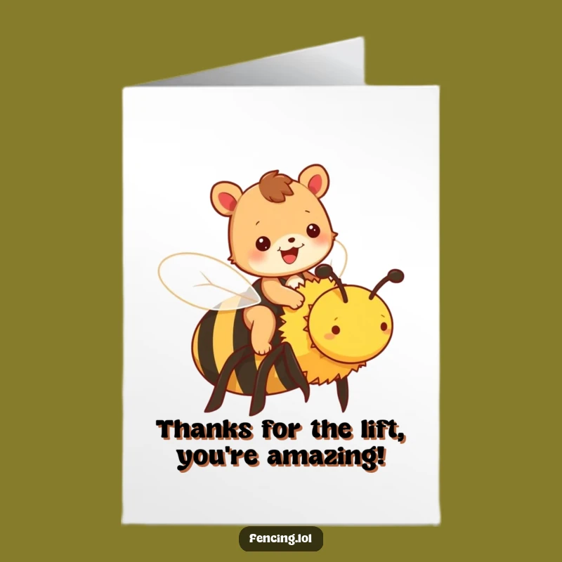 Free Printable Funny Animal Thank You Card: Bee Rider Thanks
