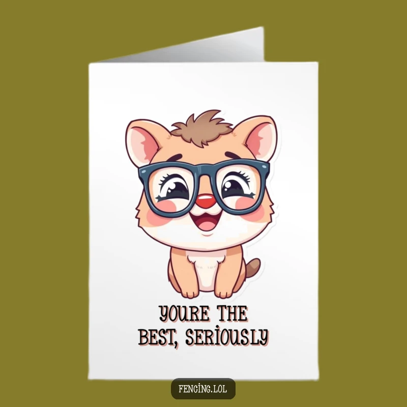 Free Printable Thank You Card: Giggling Animal in Glasses, Funny Downloadable Gift
