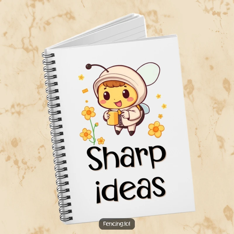 Funny bee notebook with a dapper bee in a suit collecting nectar, great for a funny gift.