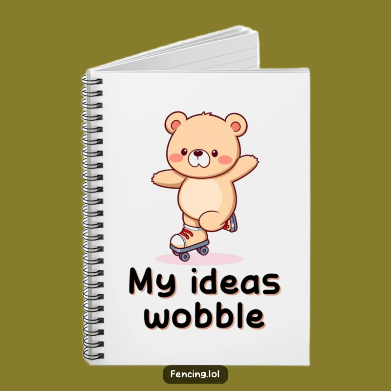 Funny Wobbly Bear Roller Skating Notebook - Jot Down Laughs & Ideas Gift