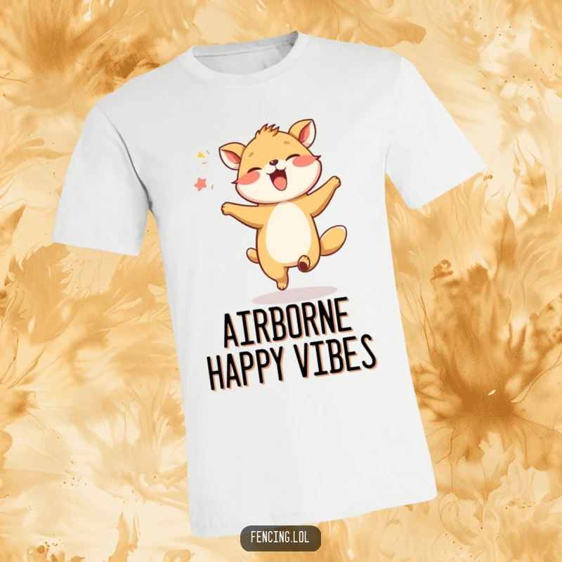 Funny Giggling Animal Dancing T-Shirt: A cheerful animal giggles while dancing in the air, radiating pure happiness.