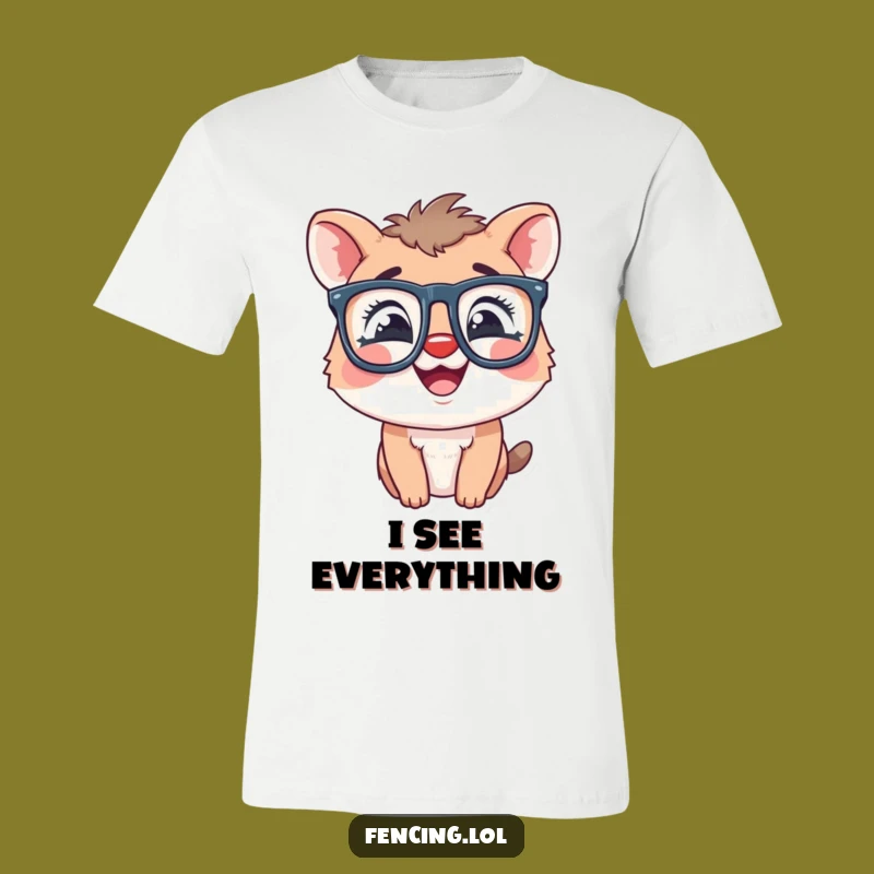 Funny Giggling Animal Oversized Glasses T-Shirt - Comedic Apparel for Joyful Souls
