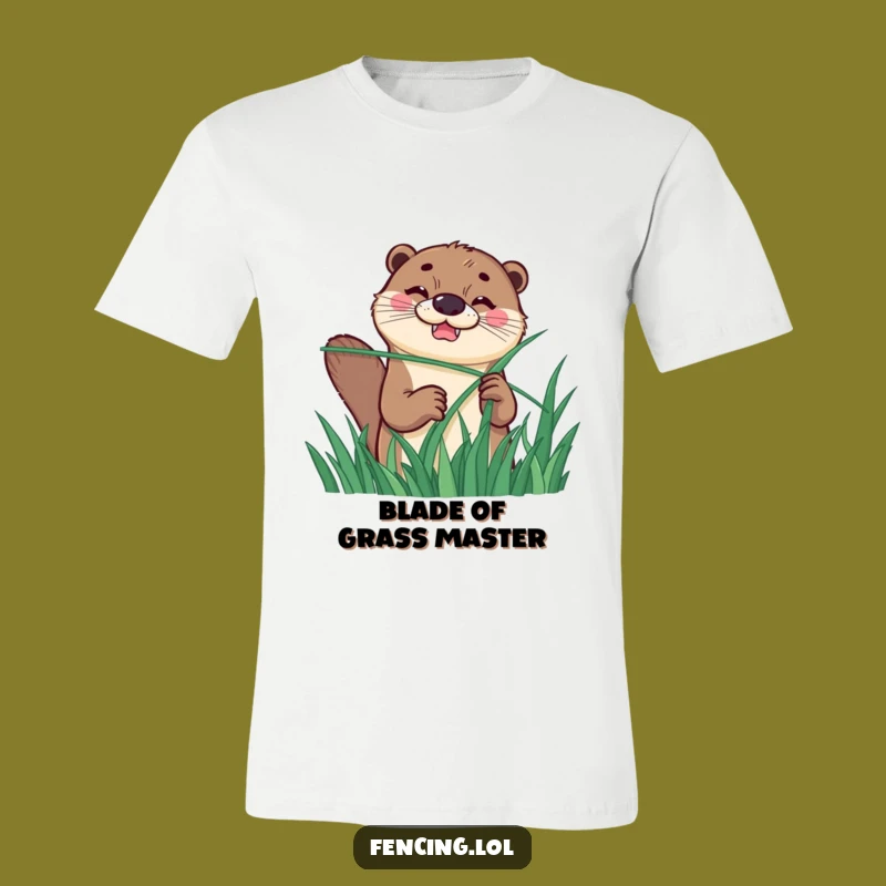 Funny Otter Fencing T-Shirt: Hilarious Grass Duel Design For A Chuckle