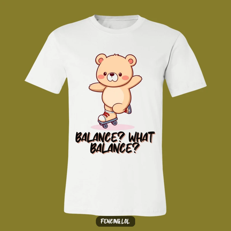 Funny Wobbly Bear Roller Skating T-Shirt - Hilarious Trick Attempt Tee Gift