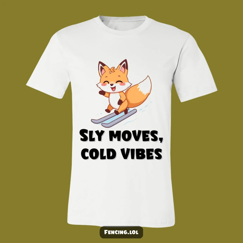 Funny Happy Fox Ice Skating T-Shirt: Joyful Winter Tee for All