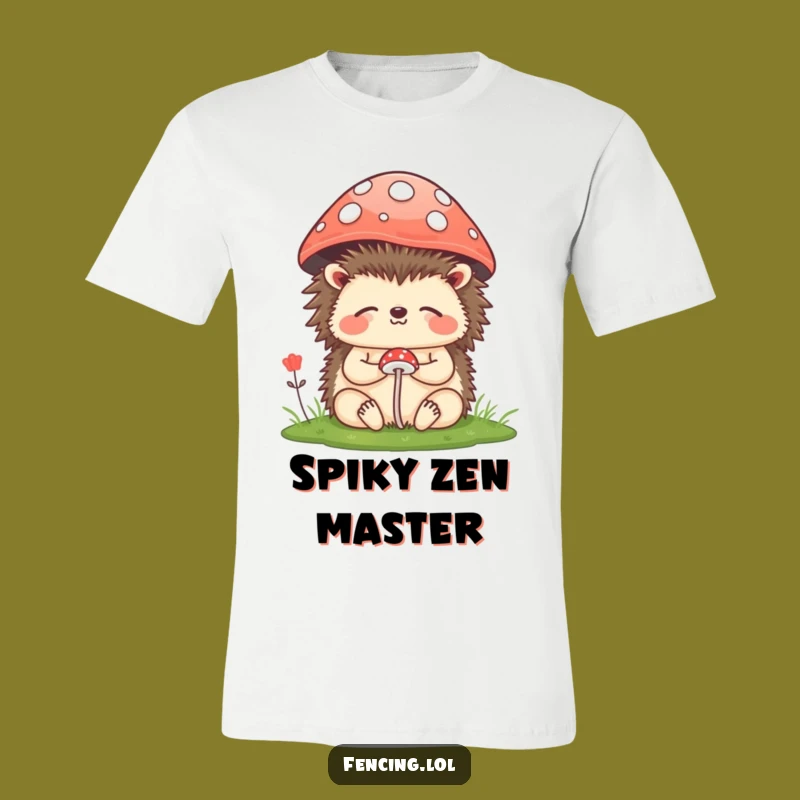 Funny Hedgehog Zen T-Shirt: Meditating Mushroom Tee Makes a Great Gift