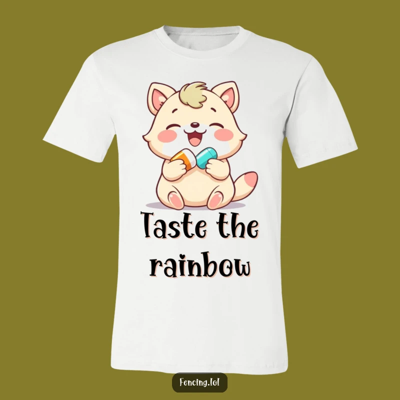 Funny Joyful Animal T-Shirt: Spreading Cheer with a Colorful Pill