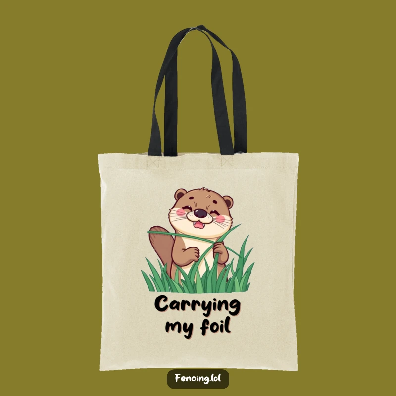 Funny Otter Fencing Tote Bag: Carry Your Laughs With This Whimsical Design