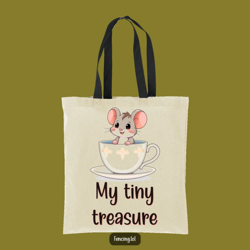 Funny Brave Mouse Teacup Tote Bag - Carry Your Adventure in Style