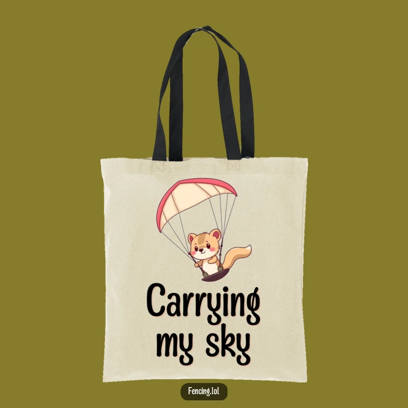 Funny Determined Paraglider Animal Tote Bag: Hilarious Carry-all for Adventure
